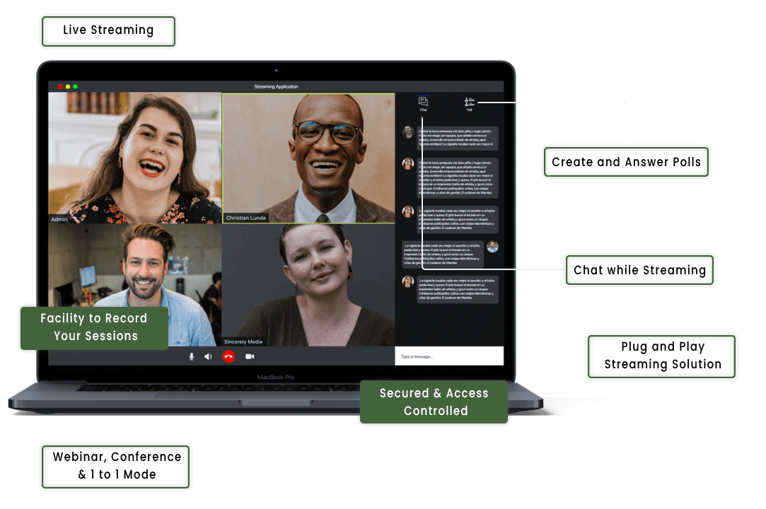 Video streaming and online meeting software