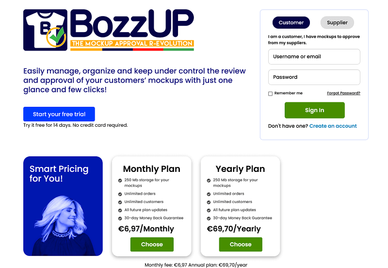 Bozzup web and mobile application