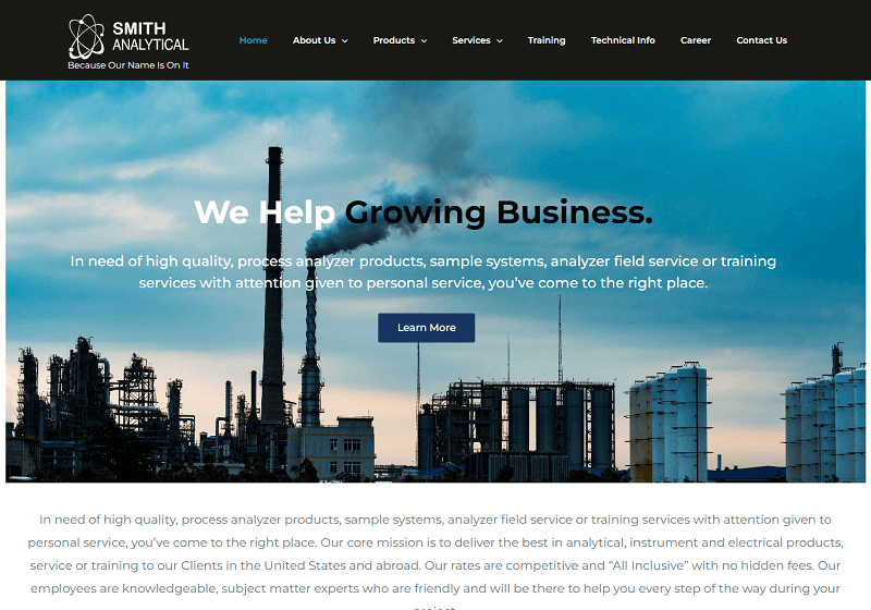 smith analytical website design and development