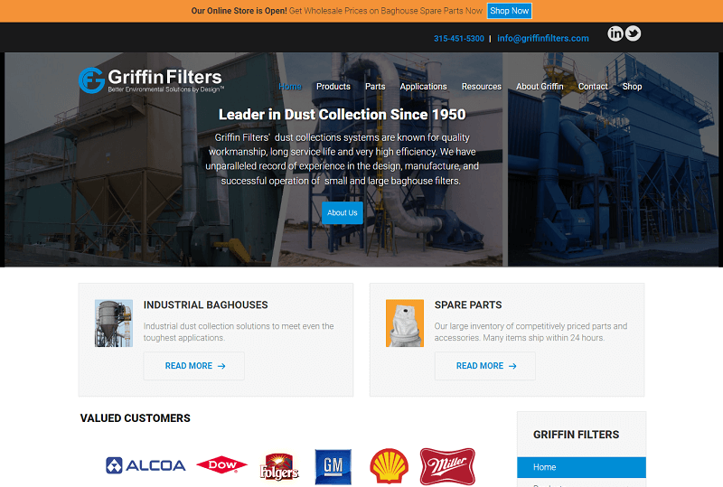 Griffin Filters ecommerce